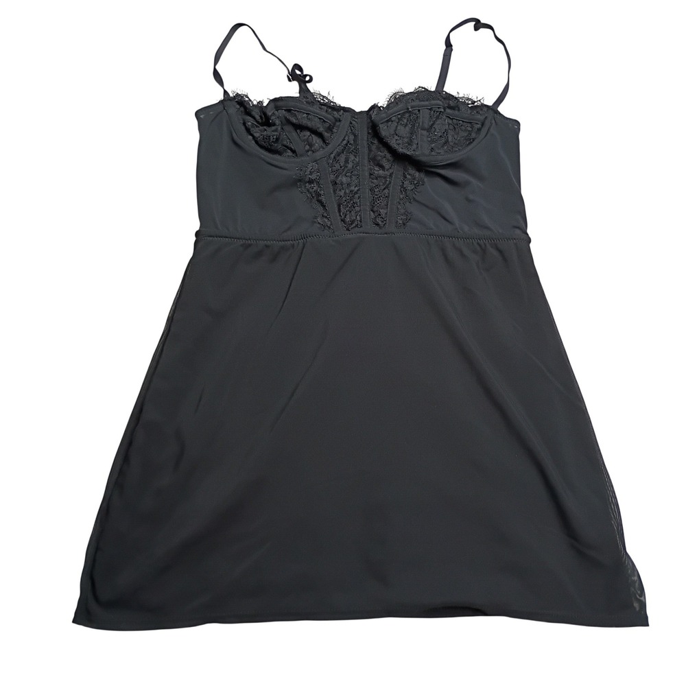 Urban Outfitters Corset Slip Dress Womens Small Black Lace Underwire